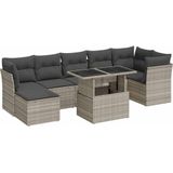 vidaXL - 8-delige - Loungeset - met - kussens - poly - rattan - lichtgrijs