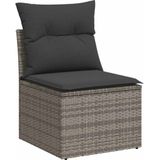 vidaXL - 11-delige - Loungeset - met - kussens - poly - rattan - grijs