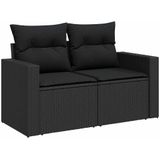 vidaXL 7-delige Loungeset met kussens poly rattan zwart