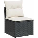 vidaXL - 7-delige - Loungeset - met - kussens - poly - rattan - zwart