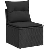 vidaXL - 10-delige - Loungeset - met - kussens - poly - rattan - zwart