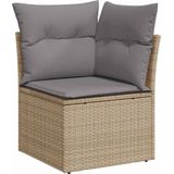 vidaXL - 9-delige - Loungeset - met - kussens - poly - rattan - beige