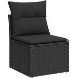 vidaXL - 10-delige - Loungeset - met - kussens - poly - rattan - acacia - zwart