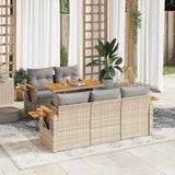 6-tlg. Garten-Sofagarnitur mit Kissen Beige Poly Rattan Akazie vidaXL