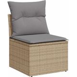 Vidaxl - 8-tlg. Garten-Sofagarnitur mit Kissen Beige Poly Rattan Akazie