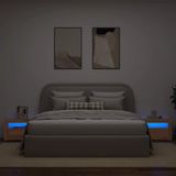 vidaXL - Nachtkastjes - 2 - st - met - LED's - 60x35x40 - cm - artisanaal - eikenkleur