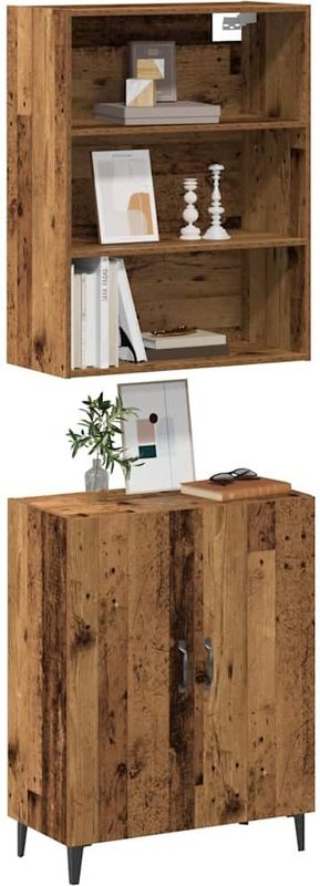 vidaXL Dressoir met wandkast bewerkt hout oud houtkleurig