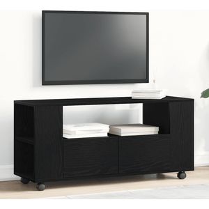 vidaXL - Tv-meubel - Zwart - Spaanplaat - Met Wielen