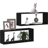 vidaXL Wandplanken - 2 Stuks - Zwart Eiken - Houtcomposiet