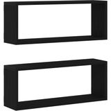vidaXL Wandplanken - 2 Stuks - Zwart Eiken - Houtcomposiet