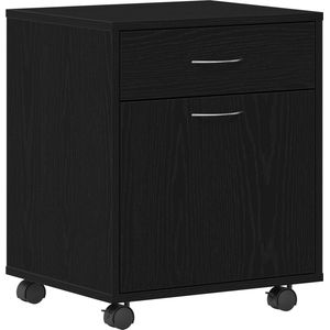 vidaXL - Rolling Cabinet - Zwart - Bewerkt Hout
