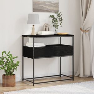 vidaXL Wandtafel - Zwart - Bewerkt Hout en Staal