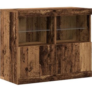 vidaXL - Dressoir - Oud Houtkleurig - Handgemaakt - Met LED-verlichting