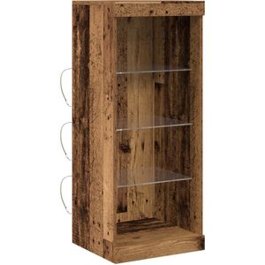 Rustiek Houten Sideboard - Glazen Schappen - Massief Gerecycled Hout - Praktische Opslag