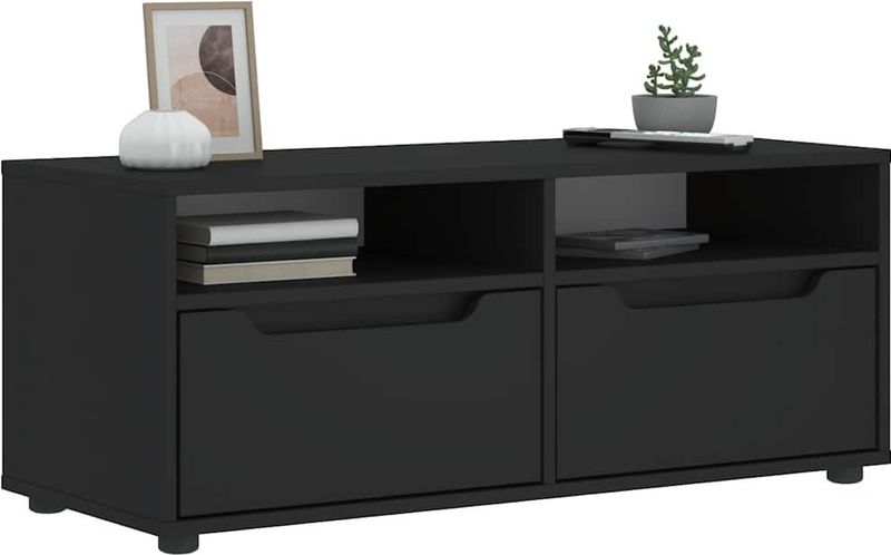 vidaXL VISNES Tv-meubel - Zwart - Bewerkt Hout