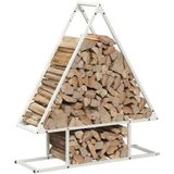 vidaXL - Brandhoutrek - 80x25x90 - cm - koudgewalst - staal - wit
