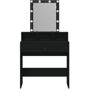 Kaptafel Set VidaXL met LED en Spiegels in Zwart Eiken