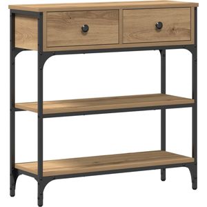 vidaXL Wandtafel - Artisanaal Eiken - Bewerkt Hout - Staal