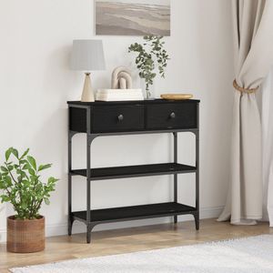 vidaXL Wandtafel - Zwart - Bewerkt Hout en Staal - Modern Design