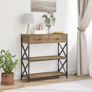 vidaXL Wandtafel - Zwart - Hout en Staal - 75 cm