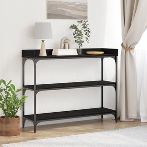 vidaXL Wandtafel - Rechthoekig - Zwart - Gefabriceerd Hout en Staal