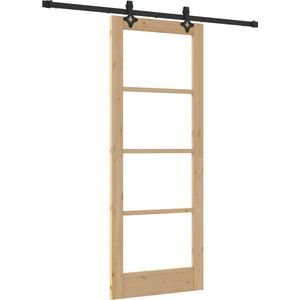 Schuifdeur Set - Natuurlijke Hout - Moderne Afwerking - Inclusief Hardware