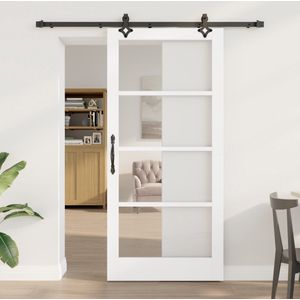 Schuifdeurset - Modern Design - Massief Hout - Glazen Paneel - Inclusief Hardware