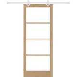 Massief Hout - Schuifdeursset - Natuurlijke en Witte Afwerking - Compleet Hardware Inclusief