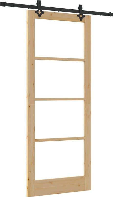 Massief Grenenhout - Schuifdeur - Zwart Accenten - Matte Afwerking