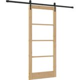 vidaXL - Schuifdeur - Houtkleur - Zwarte Rail - Duurzaam en Stijlvol