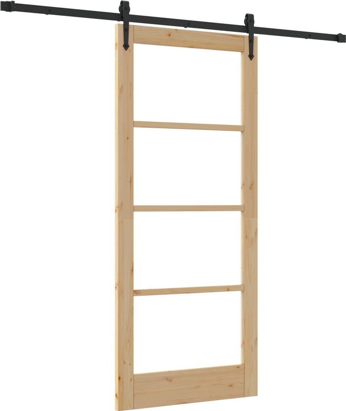 vidaXL - Schuifdeur - Houtkleur - Zwarte Rail - Duurzaam en Stijlvol
