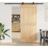 Massief Grenenhouten Schuifdeur - Natuurlijk Hout - Robuuste Stalen Rails