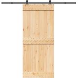 Massief Grenenhouten Schuifdeur - Natuurlijk Hout - Robuuste Stalen Rails