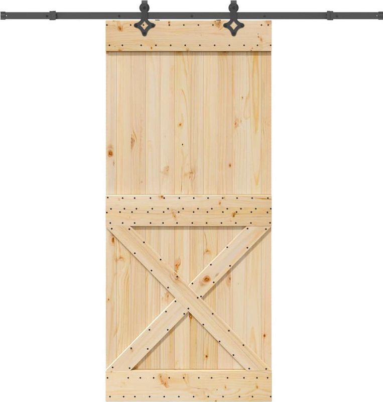 Massief Grenenhouten Schuifdeur - Staal - Ruimtebesparend Ontwerp