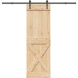 Massief Grenenhouten Schuifdeur - Staal - Ruimtebesparend Ontwerp