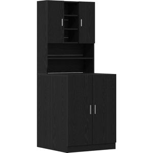 vidaXL Wasmachinekasten - 2 Stuks - Hout - Zwart Eiken - Ruimtebesparend Ontwerp