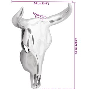 vidaXL - Wandgemonteerde - Bullenkop - Zilver - 34x13x53 - cm - Aluminium