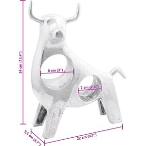vidaXL - Beeldje Stier - Zilverkleurig - Aluminium