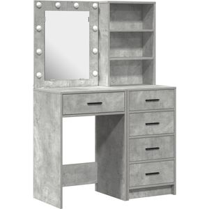 vidaXL - 2-delige Make-up Tafelset - Beton Grijs - Inclusief Spiegel - LED Verlichting