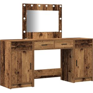 VidaXL Kaptafel Met Spiegellichten Bruin 79 X 41 X 1   Cm   Spiegel   Kaptafel 1079121080