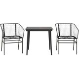 vidaXL - 3-delige - Tuinset - poly - rattan - glas - zwart