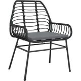 vidaXL 5-delige Tuinset met kussens poly rattan glas zwart