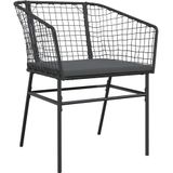 vidaXL - 5-delige - Tuinset - met - kussens - poly - rattan - glas - zwart