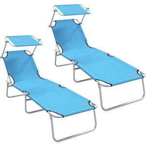 vidaXL - Opvouwbare Zonnebanken - Helderblauw - 600D Oxford Stof - 2 Stuks