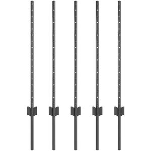 Grijze U Post Set - Metaal - 5 Stuks - Voor Hekken 0,4m tot 1,6m Hoog