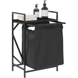 vidaXL Wasmand - 1 Vak - Zwart - Eikenkleurig