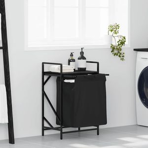 vidaXL - Wasmand - 1 - vak - met - plank - zwart - eikenkleurig