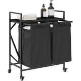 Wasmand - Uittrekbare Zakken - Wielen - Duurzaam Hout