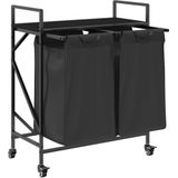 Wasmand - Uittrekbare Zakken - Wielen - Duurzaam Hout