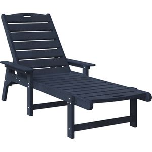 vidaXL - Ligbed - Marineblauw - HDPE - Verstelbare Armleuningen